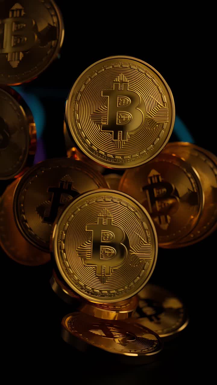Animação de Bitcoin Dourado Girando em Fundo Escuro Cripto Cinematográfico 4K