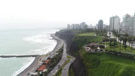 aerial shot of malecon de miraflores during quaratine