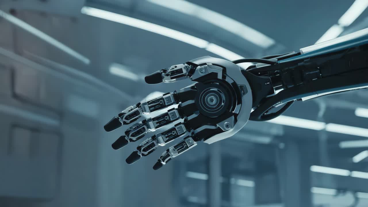 Close-up of a Futuristic Robotic Hand