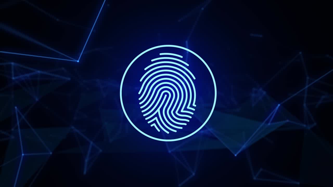 huella dactilar. antecedentes de bucle 4k en seguridad y tecnología de internet.