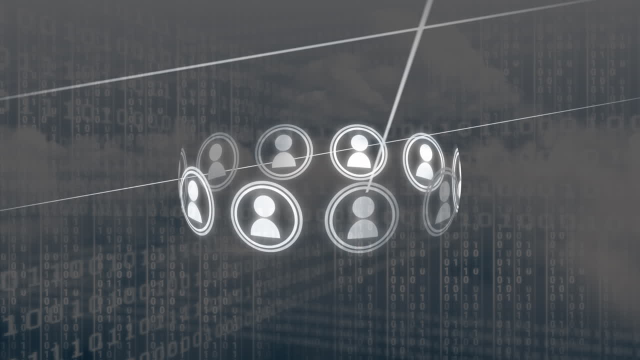 animación del procesamiento de datos sobre un fondo negro