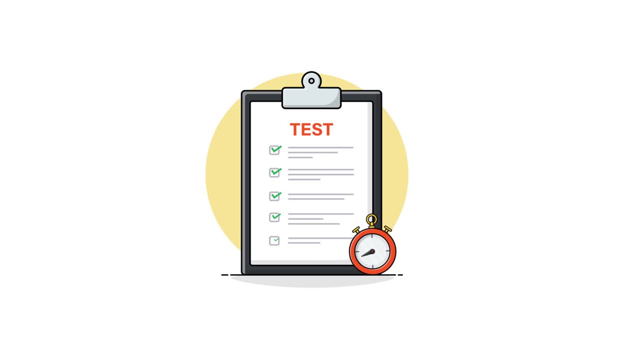 Animated Test Checklist with Stopwatch for Timed Completion
