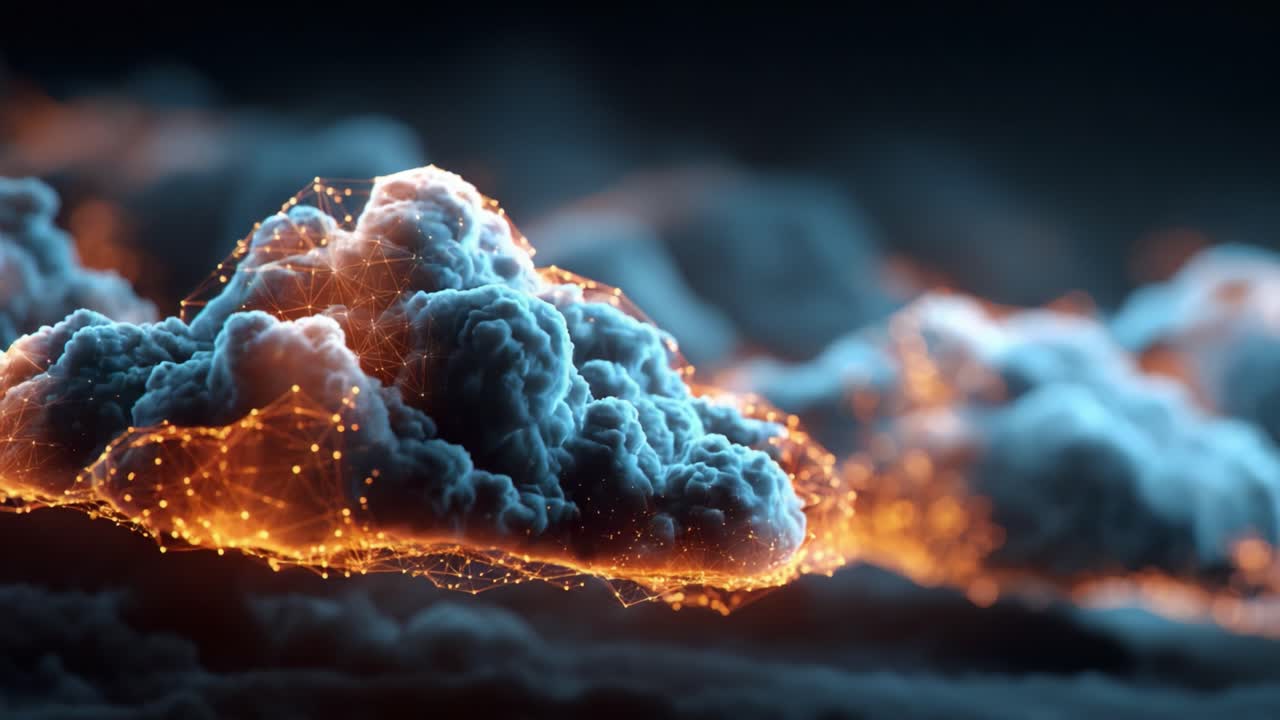 A Stunning Visual Journey Through Ethereal Clouds Illuminated with Vibrant Light and Energy, Capturing the Beauty of Nature's Digital Transformation