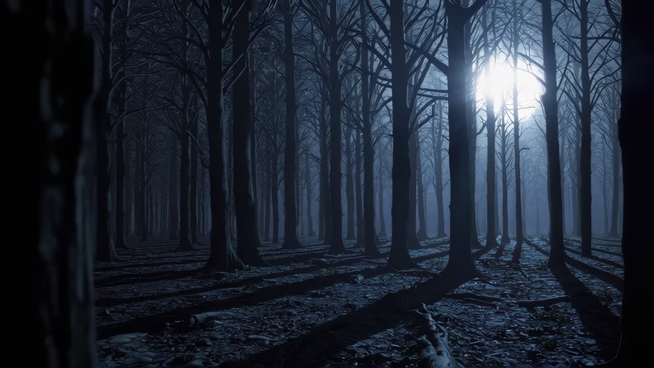 Uhryggelig Måneskinsbelyst Skov