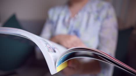 nighttime reading: woman immersed in a book in her living room