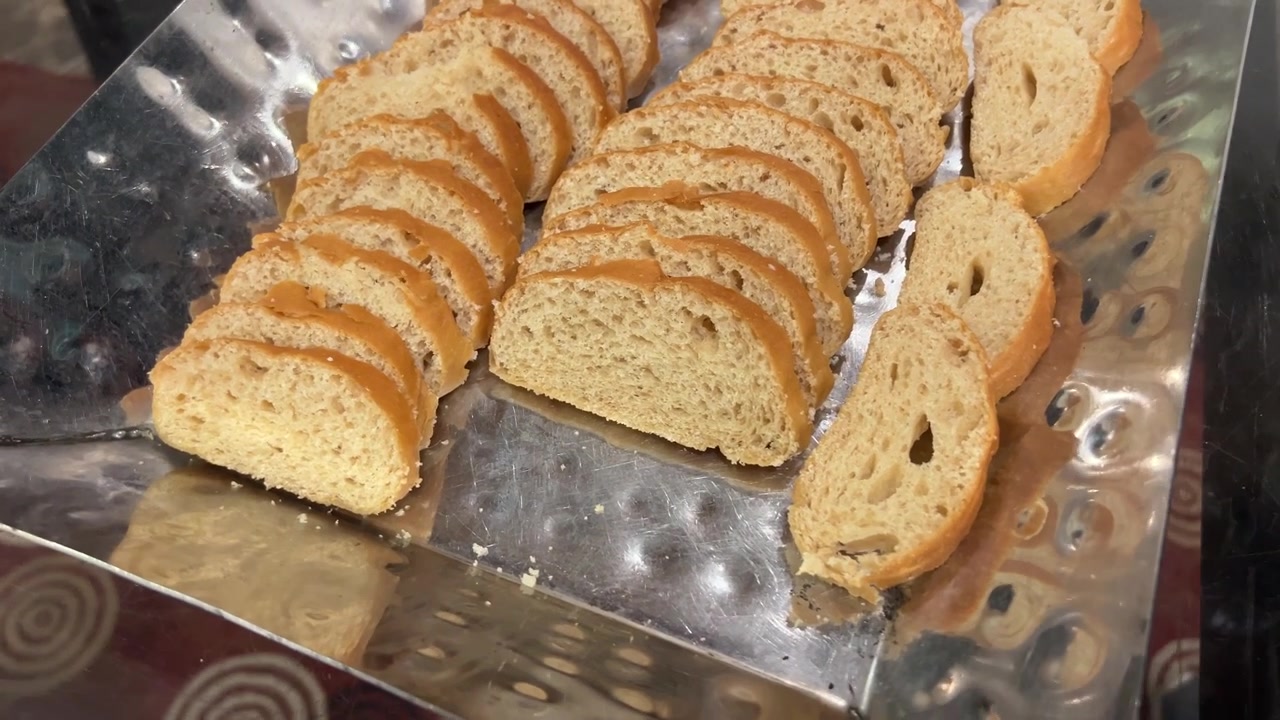 Crispy indian rusk or toast aligned.