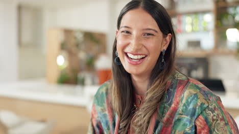 Face,-laughter-and-mockup-with-a-woman-in-a-coffee