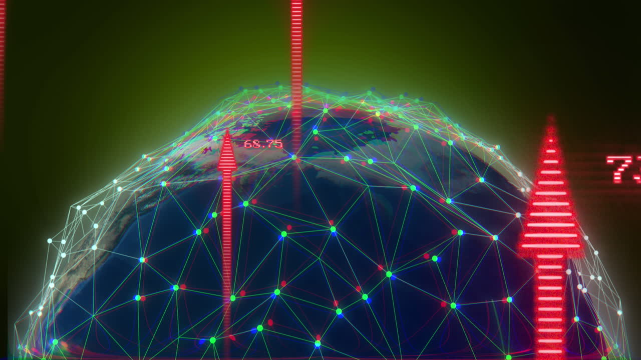 animación de flechas y conexiones en todo el mundo.