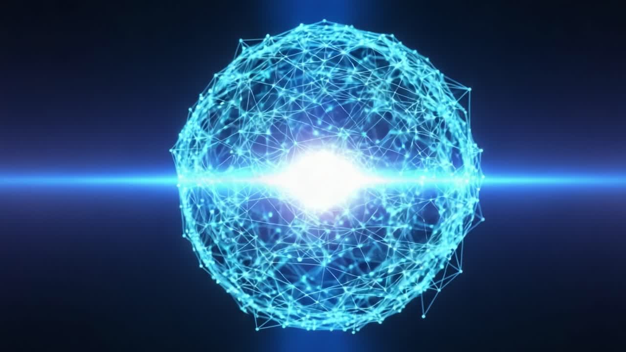 The Evolution of a Digital Sphere: A Dynamic Visualization of Interconnected Nodes and Radiating Energy Captured in Two Stunning Frames