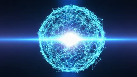 the evolution of a digital sphere: a dynamic visualization of interconnected nodes and radiating energy captured in two stunning frames
