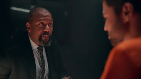 interrogation scene with detective and suspect