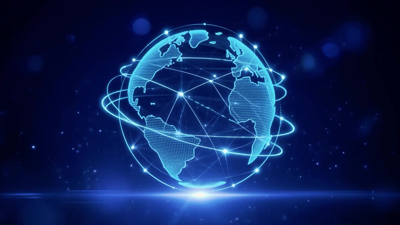 Digital Rotating Globe with Global Network Connections