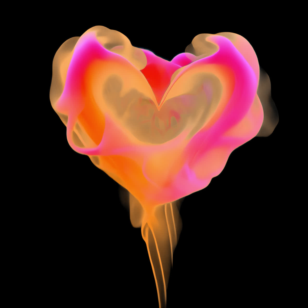 Smoke heart shape animation isolated asset, transparent 4K video, alpha channel, ProRes 4444