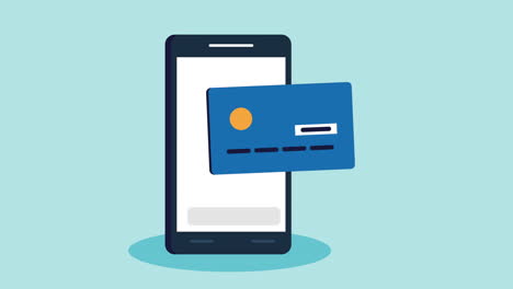 credit card in smartphone financial animation