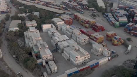 A shipping container yard having stacks of containers - Karachi Pakistan