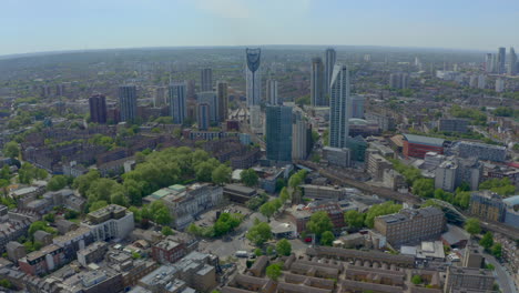 establishing drone shot of the razor elephant and castle london