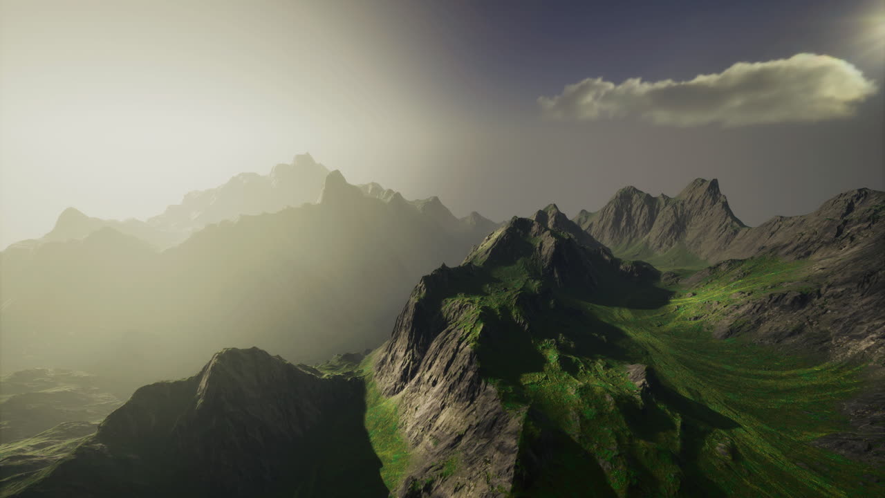 Majestic mountain landscape bathed in golden light during early morning hours