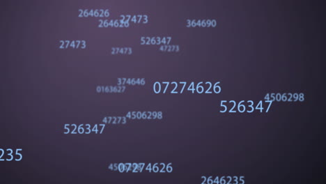 animación de números cambiando y procesando en fondo púrpura