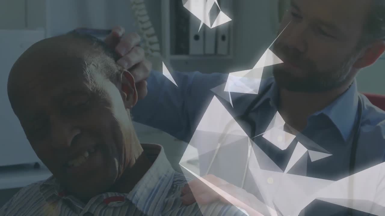 환자와 함께 백인 남성 의사에 대한 모양의 애니메이션