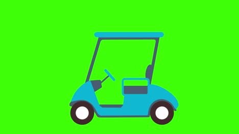 animación de un icono de carrito de golf en una pantalla verde