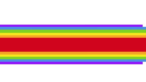 animation of rainbow ribbon over rainbow stripes