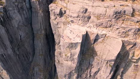 pulpit-Rock-Stunning-breathtaking-aerial-shot,-Norway-summer-tourism