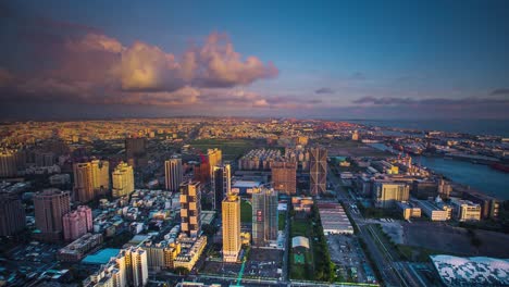 time lapse - beautiful skyline of kaohsiung harbor intaiwan at daytime- 4k