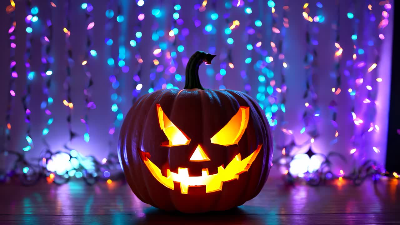 다채로운 할로윈 세팅에서 반이는 잭 오 랜턴