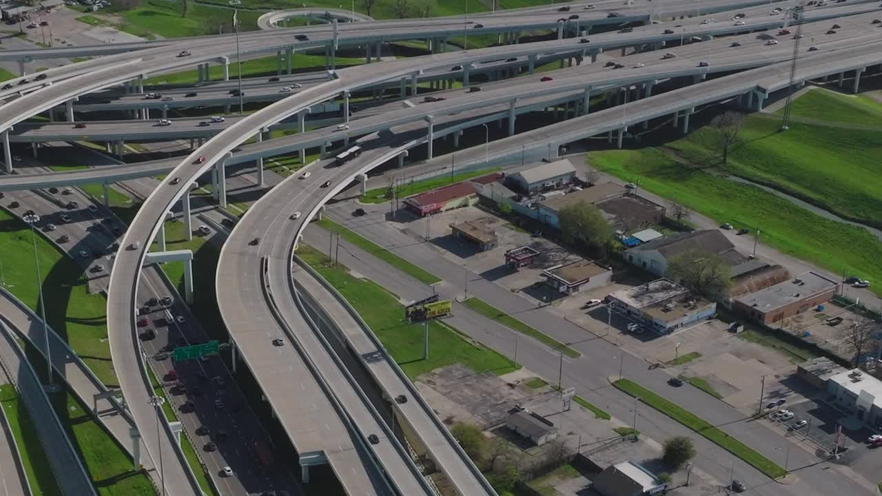 View of downtown Dallas with highways and buildings in Texas