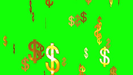 signs of dollar falling on the green screen.