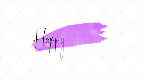 vibrant purple brush stroke with handwritten happy birthday
