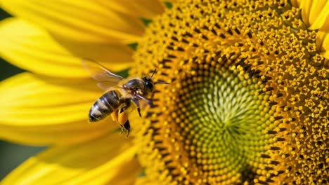 a busy honeybee pollinates a bright sunflower, showcasing the intricate relationship between bees and blossoms in nature's vibrant ecosystem