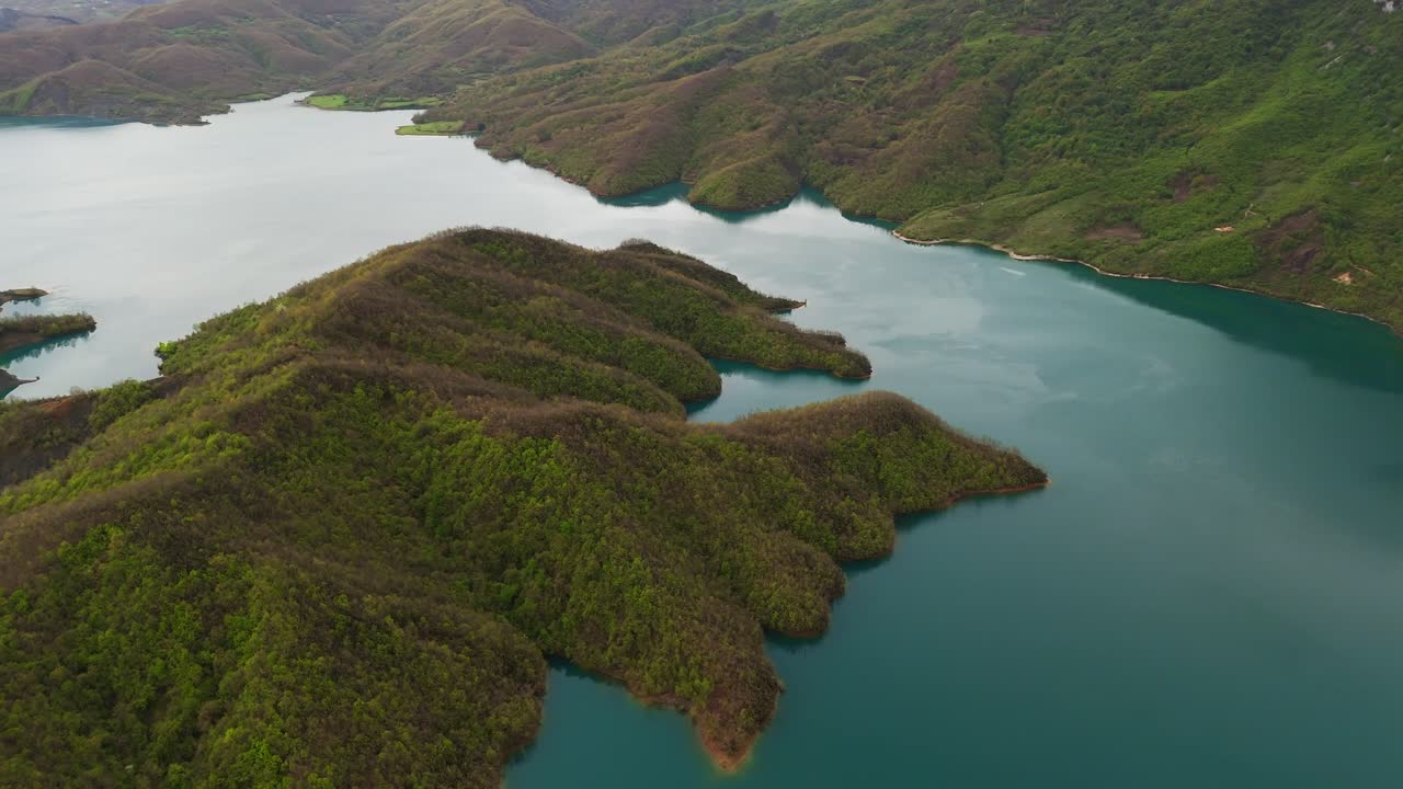 Peaceful view of Bovila Lake in Tirana, Albania, capturing serene nature
