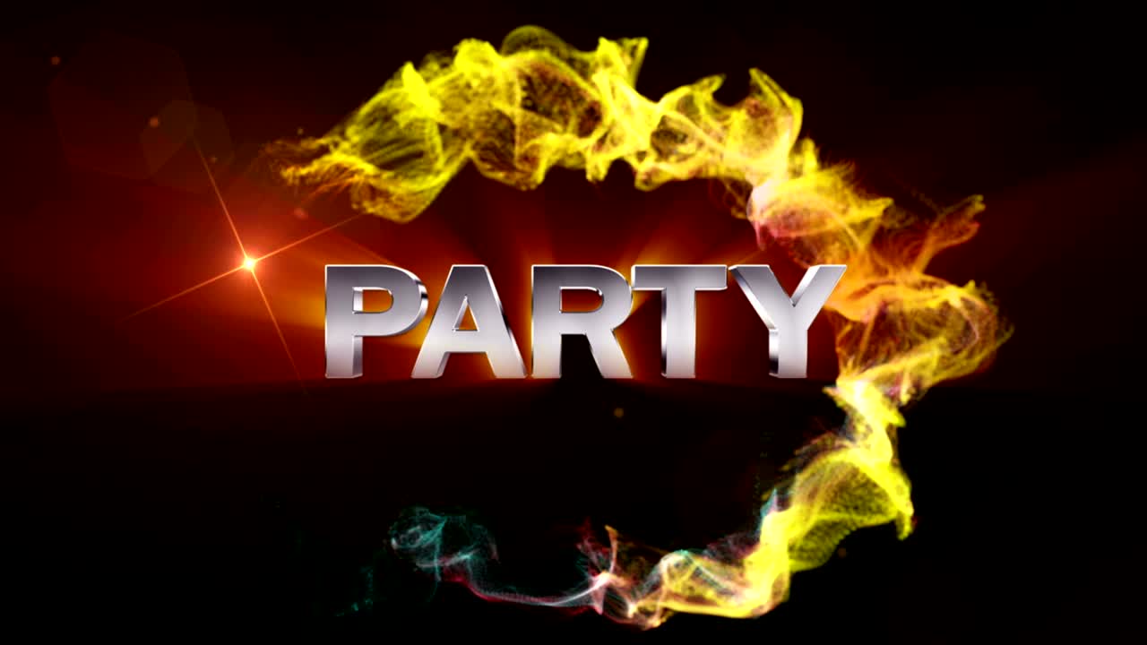 animación de texto de la fiesta, renderización