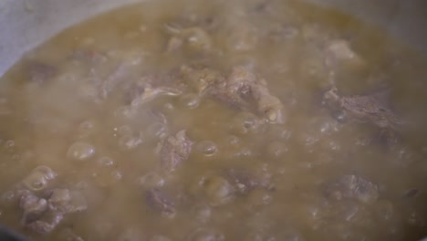 captura a cámara lenta de carne burbujeante curry con vapor creciente, tentadoramente preparado, evocando la esencia de la comida gourmet y el deleite culinario