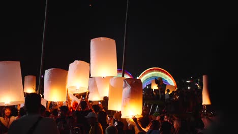 sky lanterns festival at night