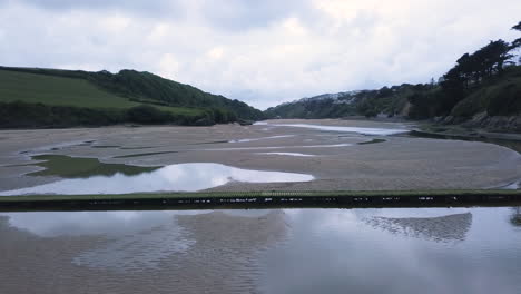 beautiful unique landscape of newquay by the gannel river - panning shot