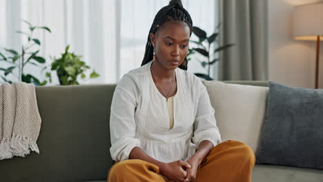 Stress,-anxiety-and-black-woman-on-sofa