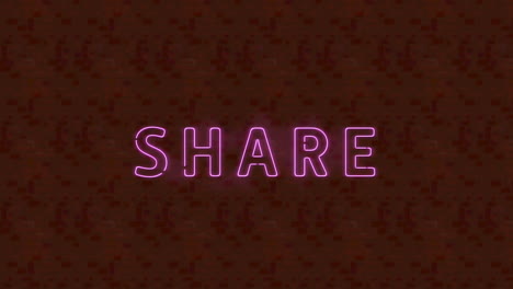animación digital de neón rosa banner de texto compartido contra texturas fondo rojo