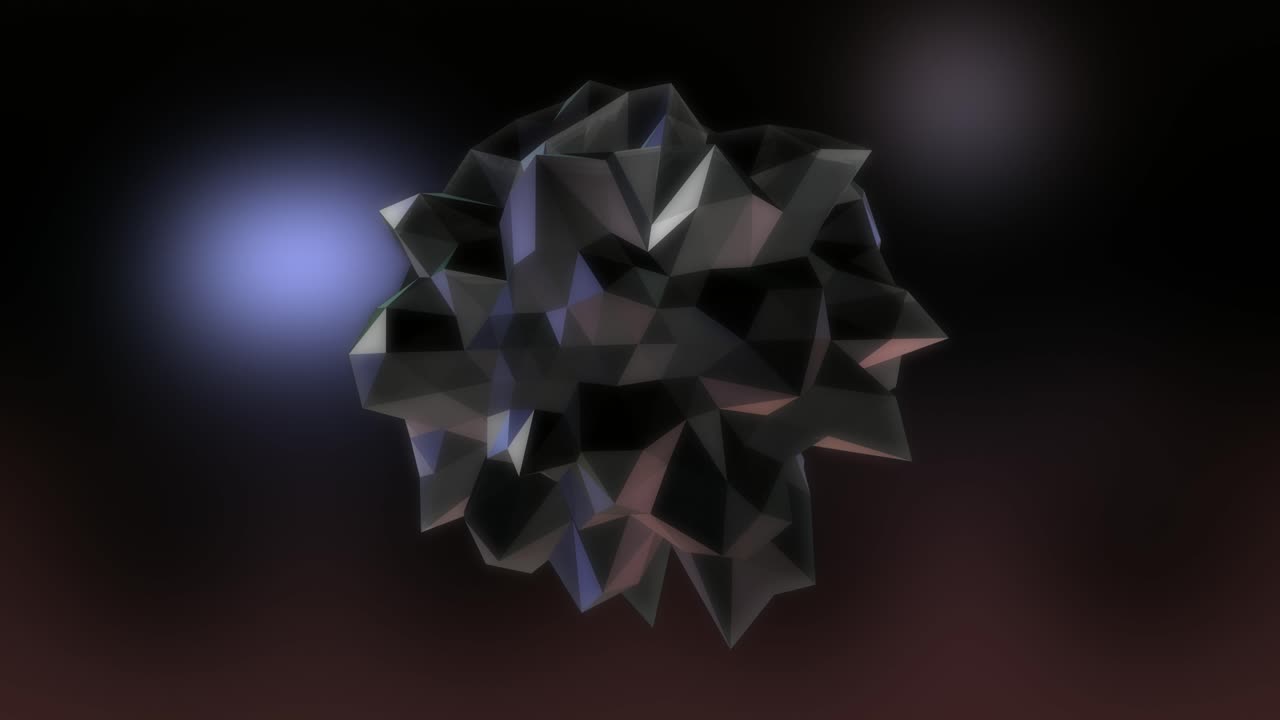 абстрактный фон с вращающимся и светящимся коричневым кристаллом, отражающим окружающую среду