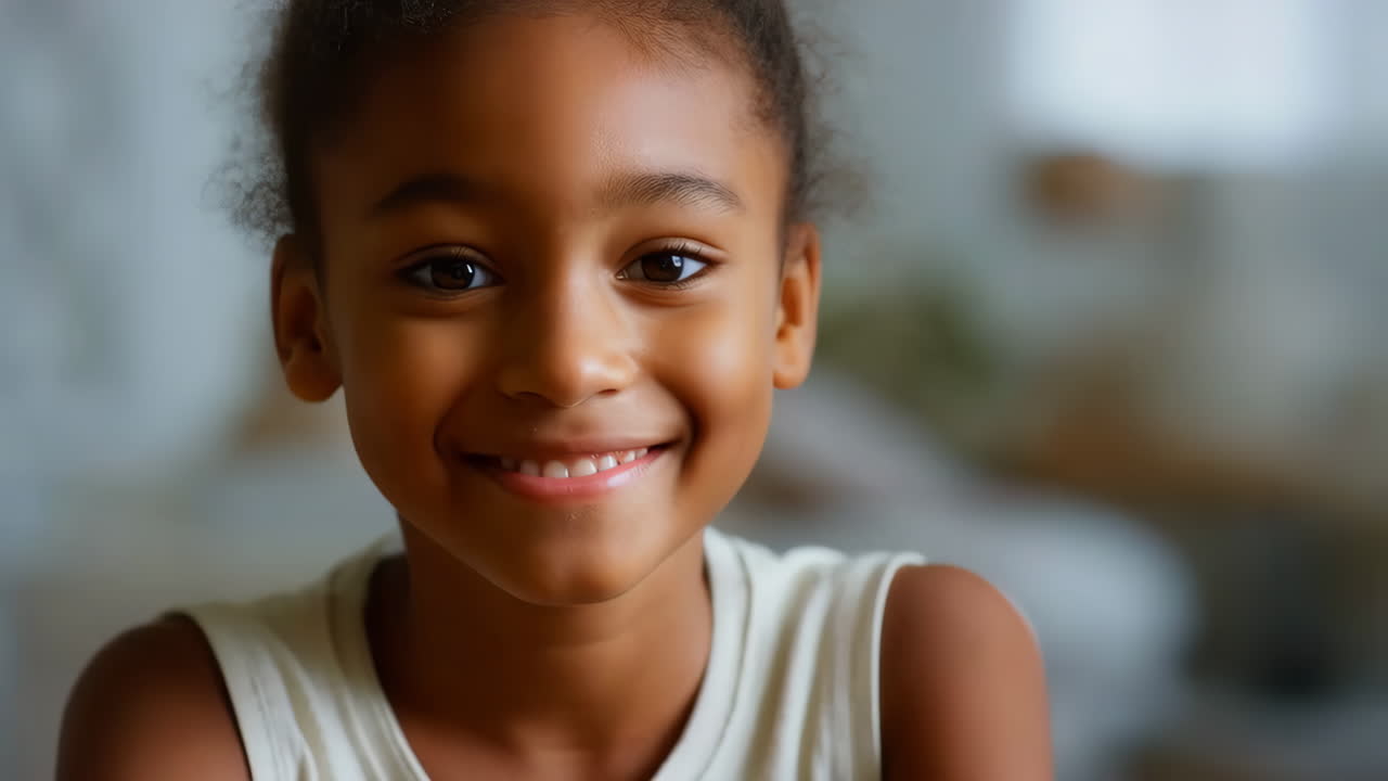A Young Girl Smiling Happily