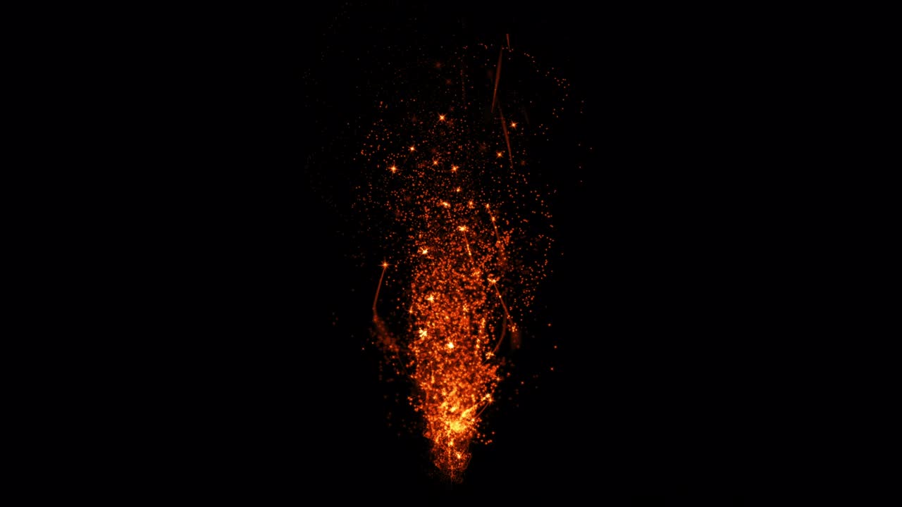 fantasía abstracta brillo magia partículas de fuego fuente. animación de bucle de hermoso brillo mágico partículas de fuego rojo fuente en negro. 4k 3d render animación