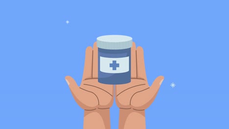 hands lifting medicine pot animation