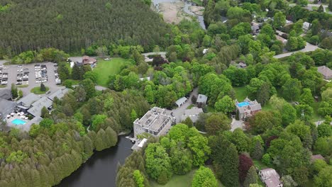 aerial view of millcroft inn surrounded by lush greenery in caledon
