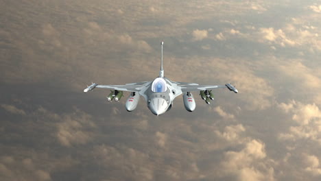 el avión de combate f-16 en vuelo