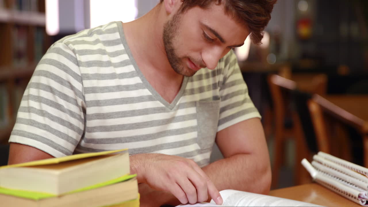 Serious student studying 