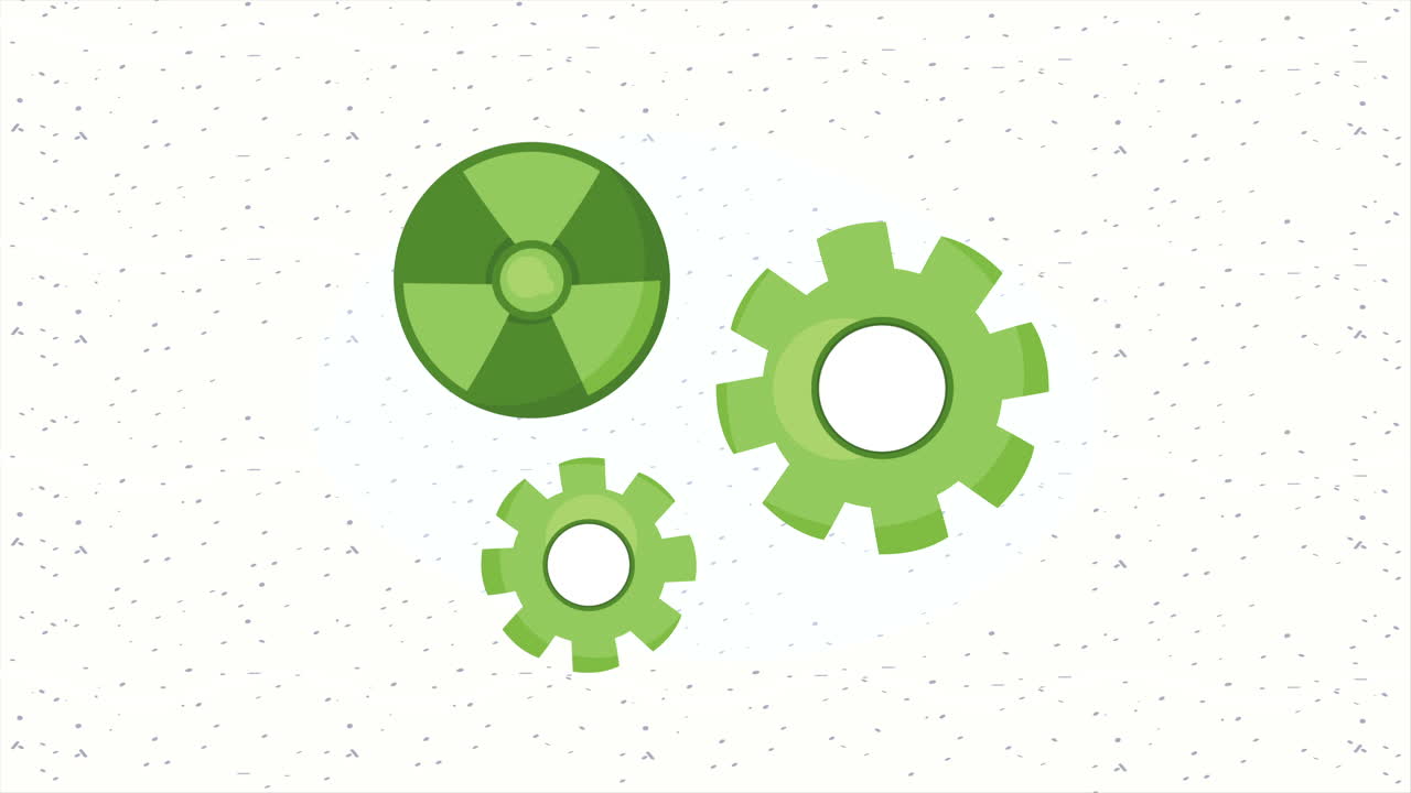 animación verde de engranajes ecológicos