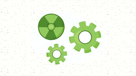 animación verde de engranajes ecológicos