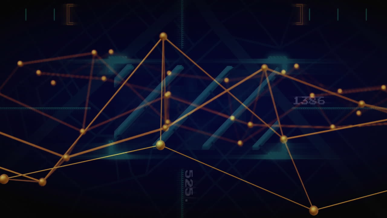 animación del procesamiento de datos digitales a través de redes de conexiones