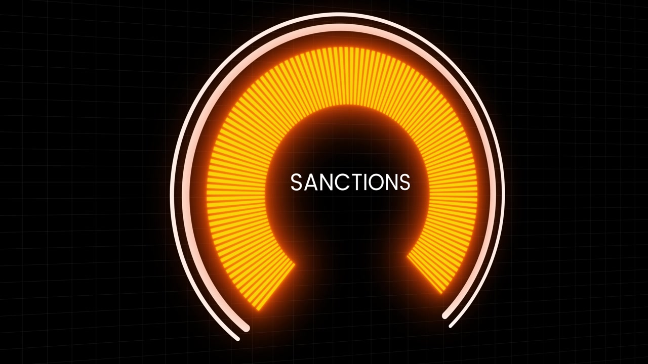 Futuristic economic sanctions level animation isolated on black background